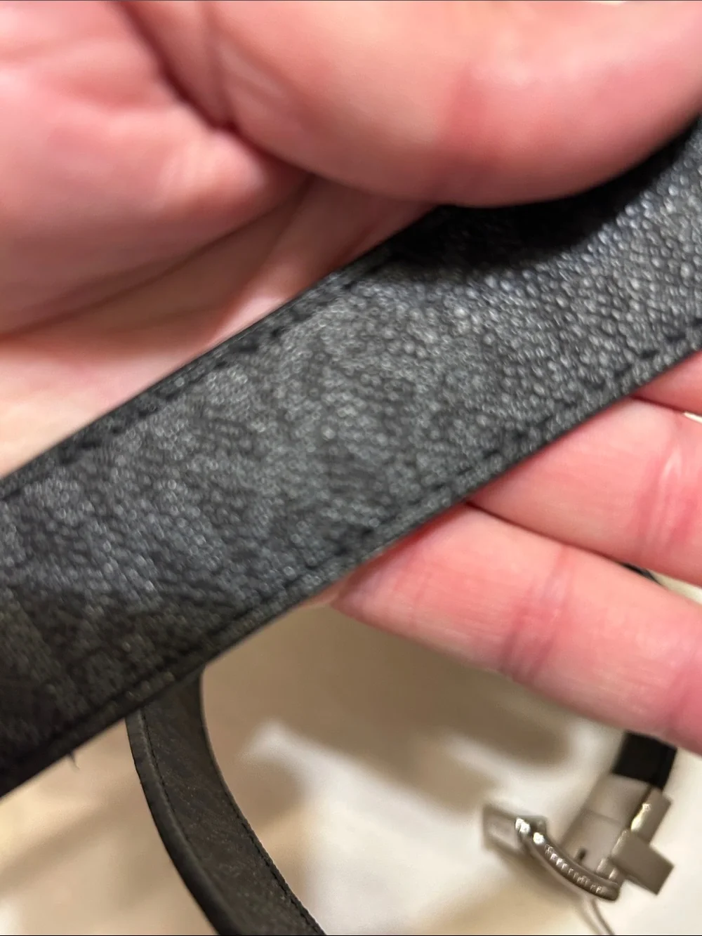 Michael Kors Black Leather Belt with Polished Silver Buckle